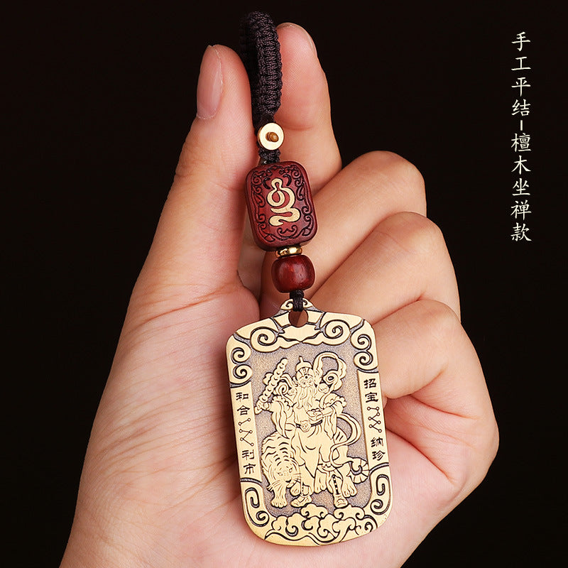 Taoist Jewelry Brass Wu Wealth God Zhao Gongming Token Pendant Wholesale Portable Car Keychain Copper Plaque Ornament