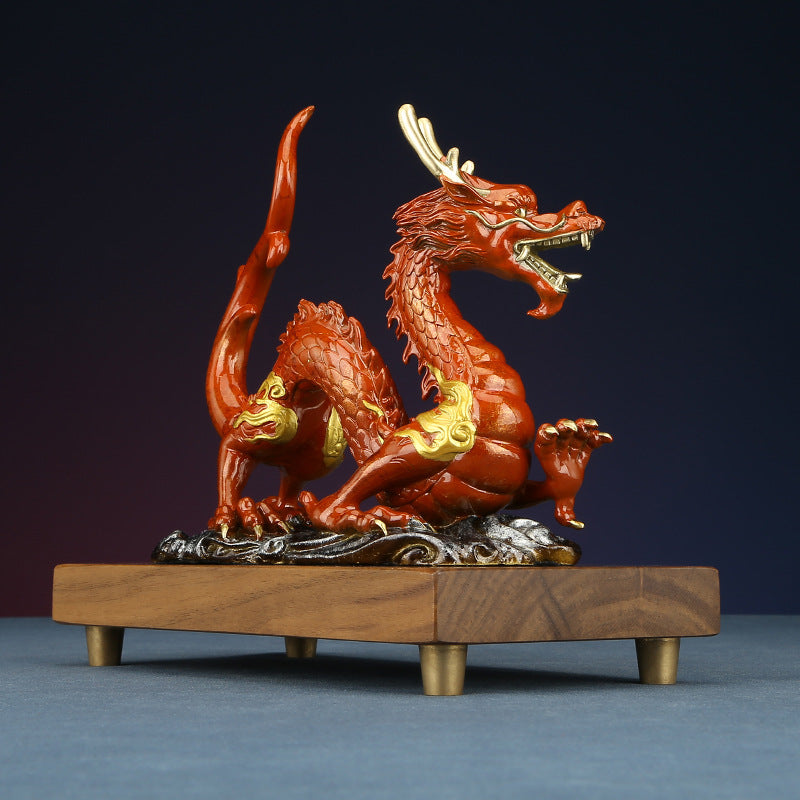 Colorful Copper Dragon Travels the World Ornament Zodiac Dragon Auspicious Dragon Home Office Decoration Opening Gift Display