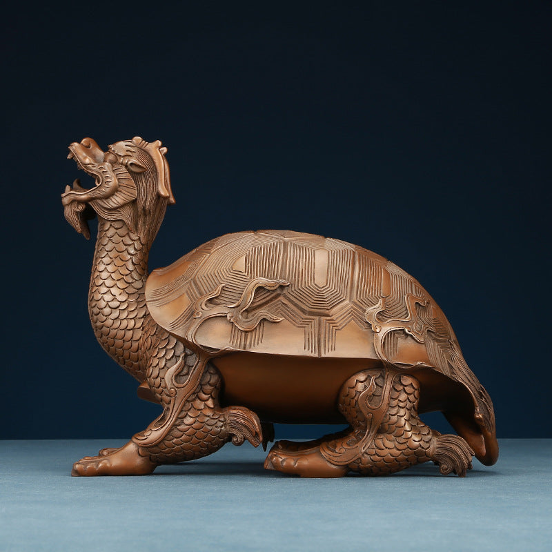 Copper Dragon Turtle Ornament Home Office Desktop Craft Dragon Head Turtle Decoration Opening Gift Copper Craft