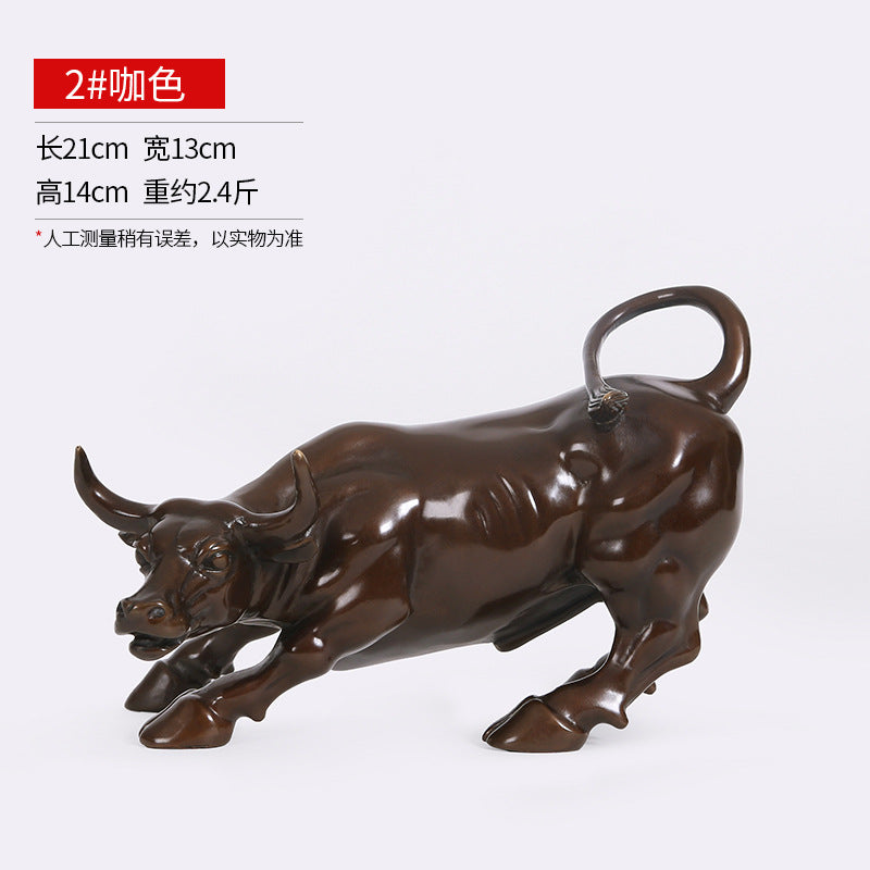 Wangshi Brass Bull Wall Street Bull Ornament Home Living Room Office Copper Bull Craft Store Opening Gift