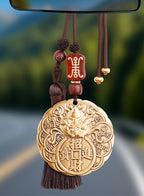 Brass Pixiu Wealth-Attracting and Safe Journey Car Pendant for Men, High-End Rearview Mirror Hanging Decoration, In-Car Wholesale