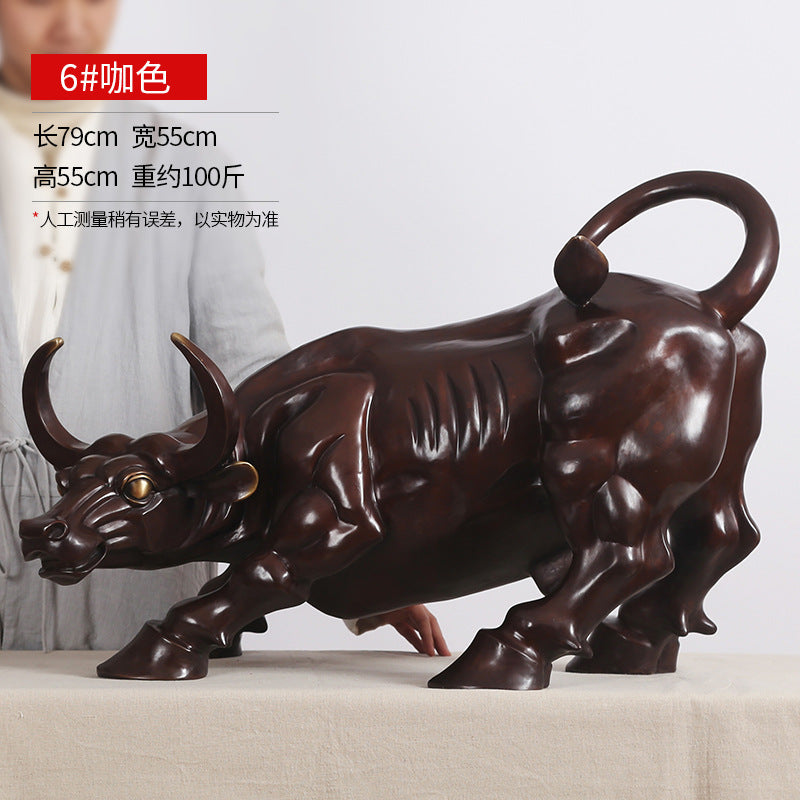 Wangshi Brass Bull Wall Street Bull Ornament Home Living Room Office Copper Bull Craft Store Opening Gift