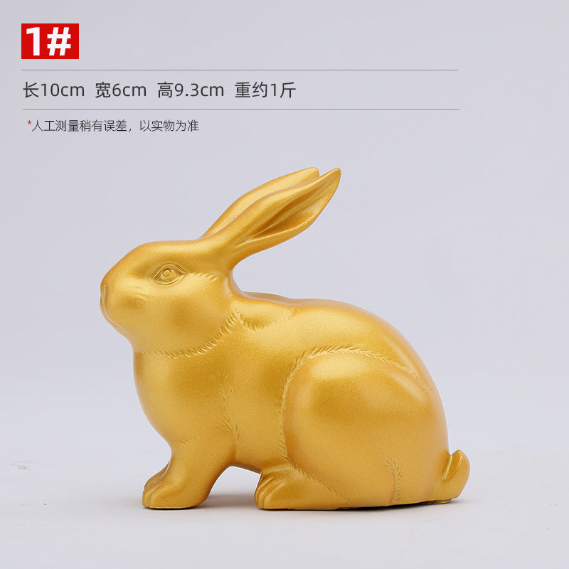 Brass Zodiac Rabbit Ornament for Home Office Desktop gold Wealth Rabbit Copper Craft Zodiac Gift Decorative Copperware