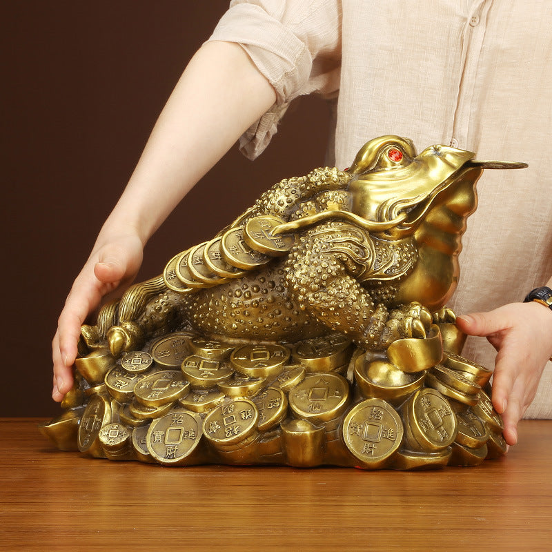 Brass Golden Toad Ornament Home Office Money Toad Craft Decoration Company Housewarming Opening Gift