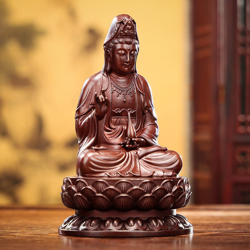 Bronze Guanyin Bodhisattva Statue Home Office Desktop Mini Guanyin Bodhisattva Craft Buddha Ornament