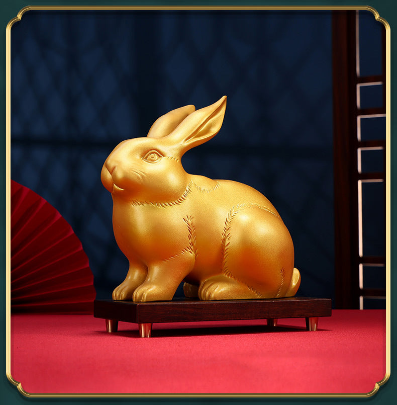 Brass Zodiac Rabbit Ornament for Home Office Desktop gold Wealth Rabbit Copper Craft Zodiac Gift Decorative Copperware