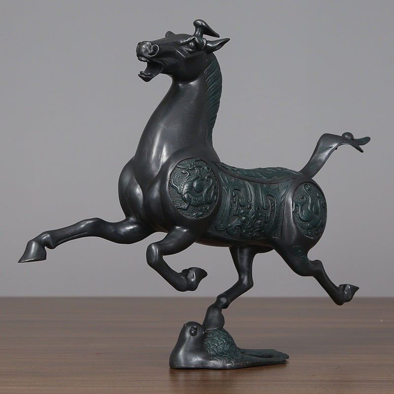 Horse Trotting Brass Zodiac Horse Ornament Craft Living Room Office Desk Home Decoration Opening Gift