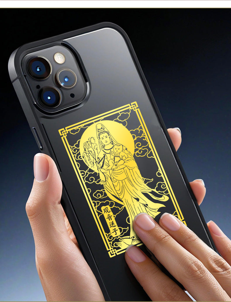 Guanyin Bodhisattva Goddess Phone Sticker Buddha Metal Sticker Childbirth Blessing Good Luck Item Wholesale