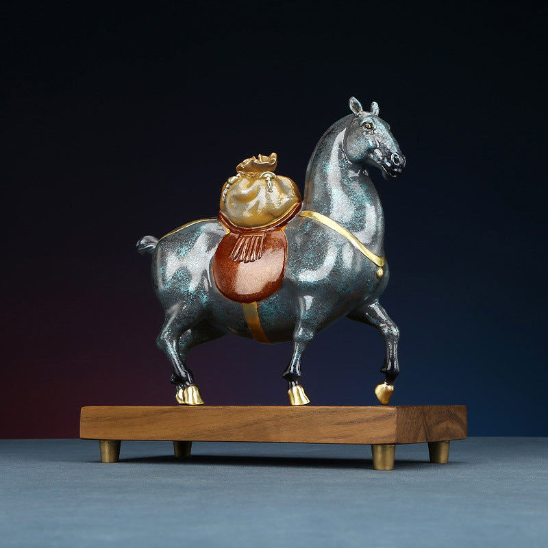 Colorful Copper Horse Get Rich Quickly Ornament Home Office Copper Horse Craft Horse Success Indoor Desktop Gift Decoration