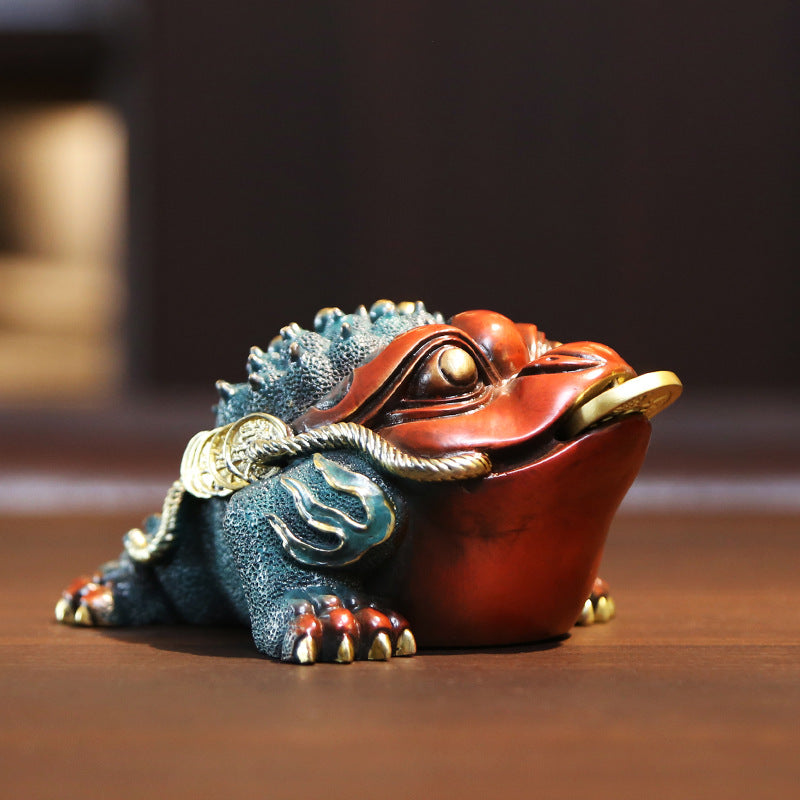 Colorful Copper Golden Toad Ornament Office Home Indoor Desktop Toad Craft Gift Copper Golden Toad Small Decoration