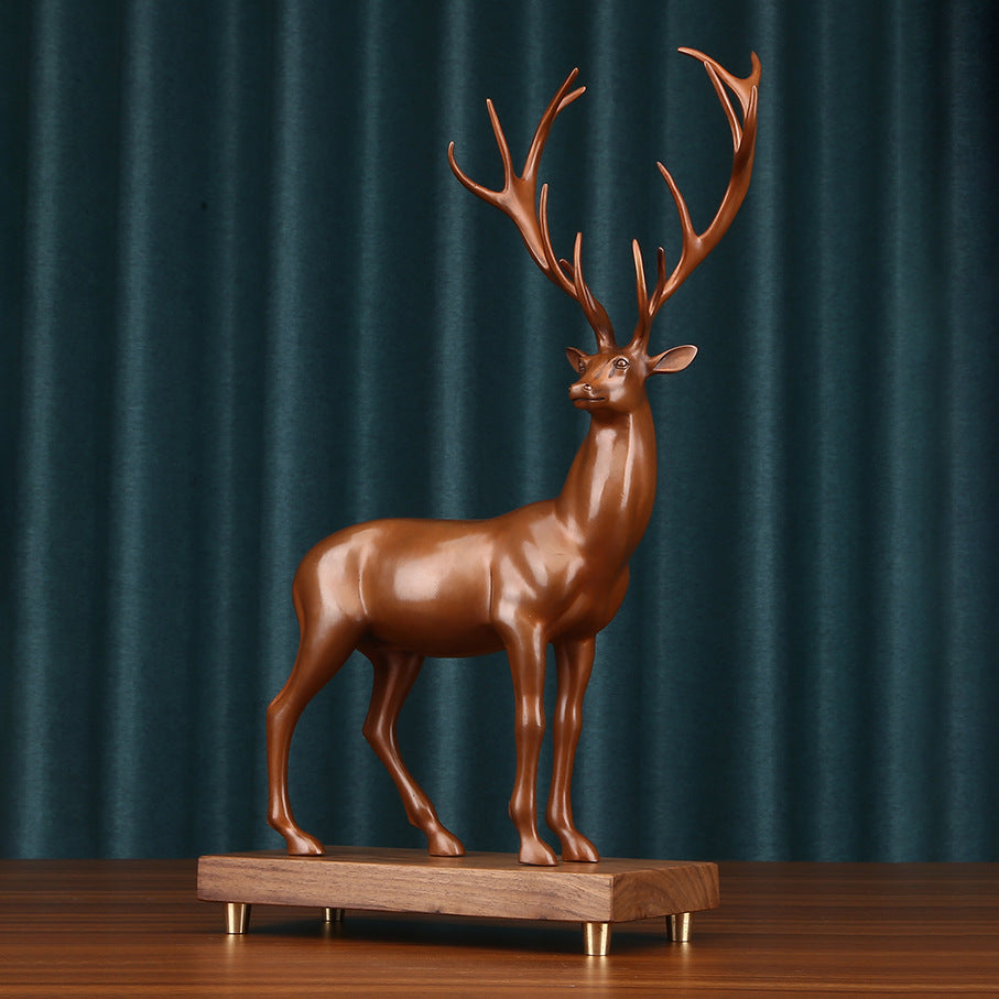 Red Copper Plum Blossom Deer Ornament Deer Ascending Promotion Office Desk Decoration Chinese Style Home Decor