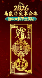 Taoist Philosophy General Tai Sui Phone Sticker2026Metal Stickers for Zodiac Year Protection for Horse, Rat, Ox, and Rabbit