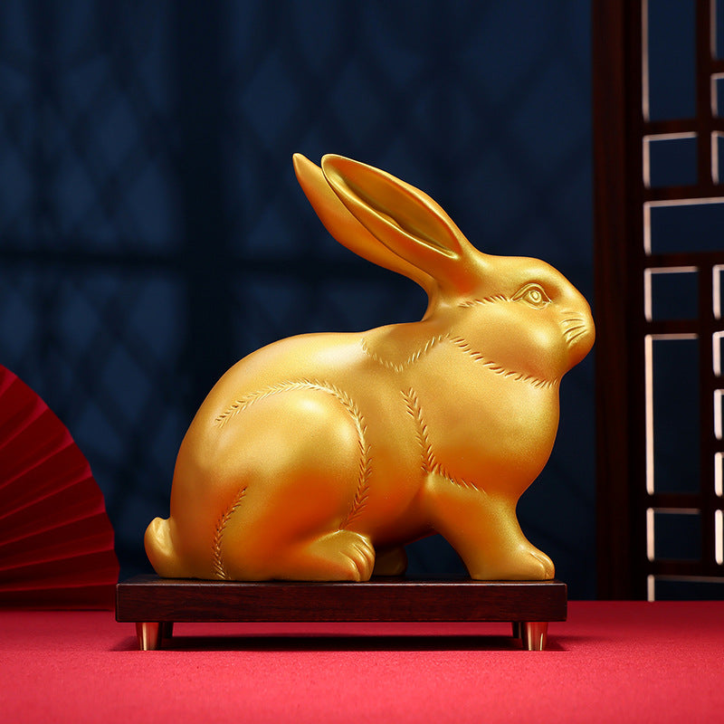 Brass Zodiac Rabbit Ornament for Home Office Desktop gold Wealth Rabbit Copper Craft Zodiac Gift Decorative Copperware