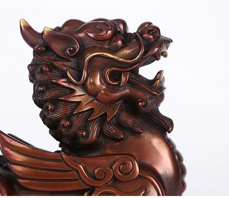 Bronze Kirin Figurine Home Office Decoration Living Room Craft Kirin Ornament Opening Gift