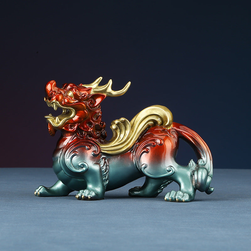 Colorful Copper Pixiu Ornament Home Living Room Office Decoration Entrance Display Craft Ornament