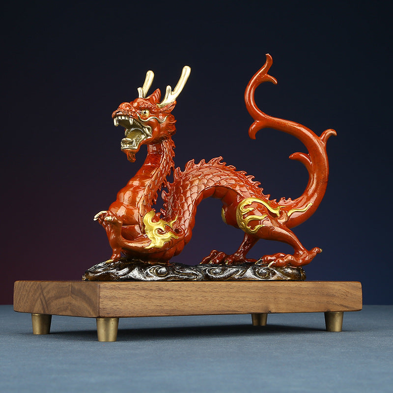 Colorful Copper Dragon Travels the World Ornament Zodiac Dragon Auspicious Dragon Home Office Decoration Opening Gift Display