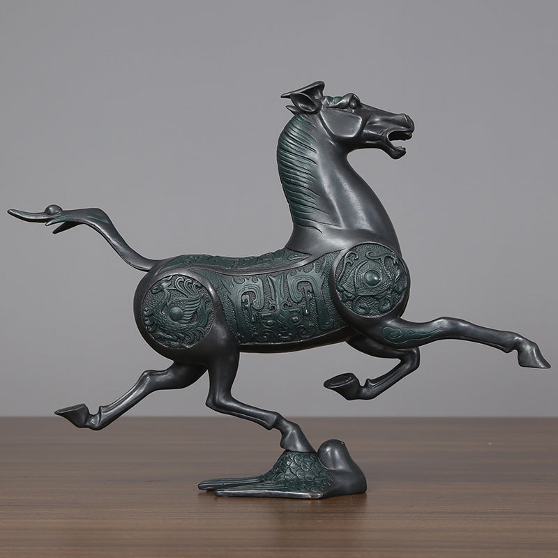 Horse Trotting Brass Zodiac Horse Ornament Craft Living Room Office Desk Home Decoration Opening Gift