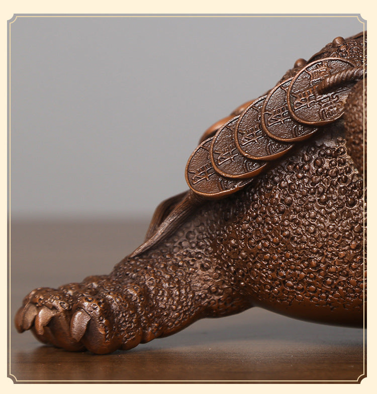 Red Copper Golden Toad Ornament Craft Living Room Office Home Decor Opening Gift