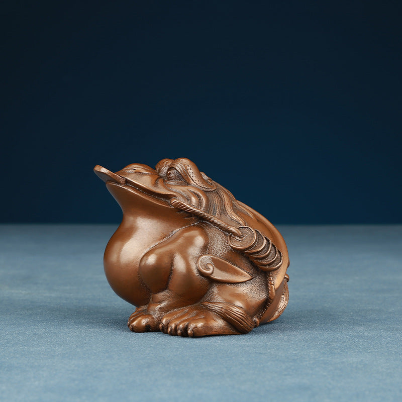 Copper Golden Toad Ornament Craft Three-Legged Golden Toad Home Living Room Office Decoration Opening Gift