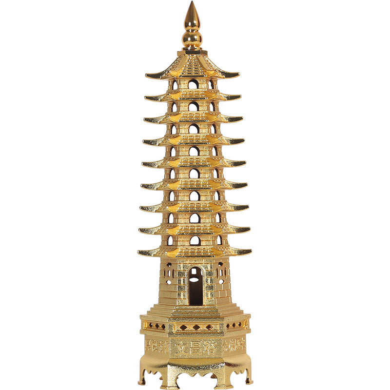 Brass Wenchang Pagoda Ornament Home Study Decoration Nine-Layer Wenchang Pagoda Desktop Craft Ornament