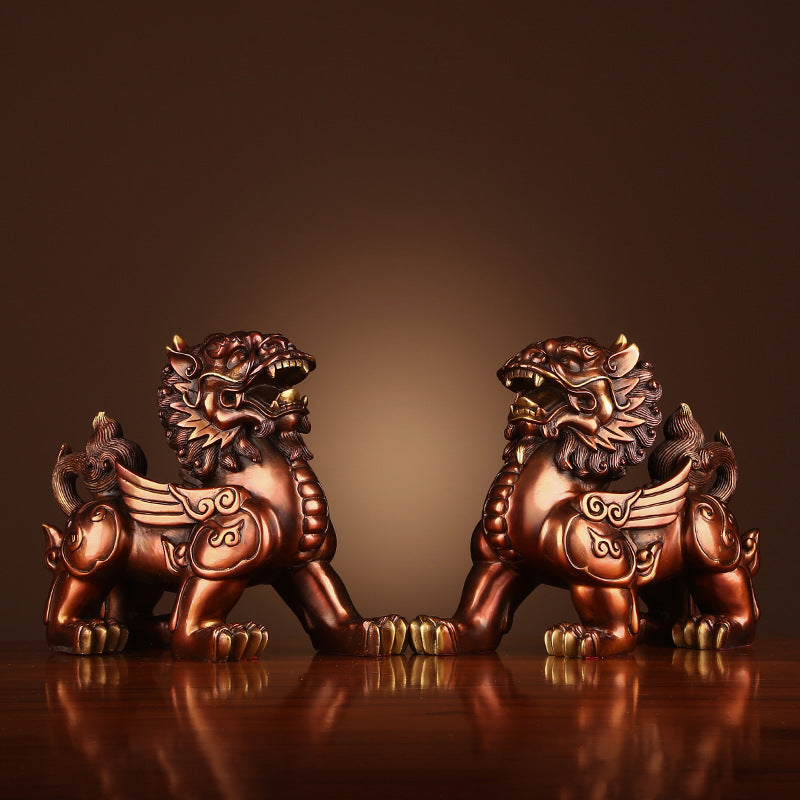 Bronze Kirin Figurine Home Office Decoration Living Room Craft Kirin Ornament Opening Gift